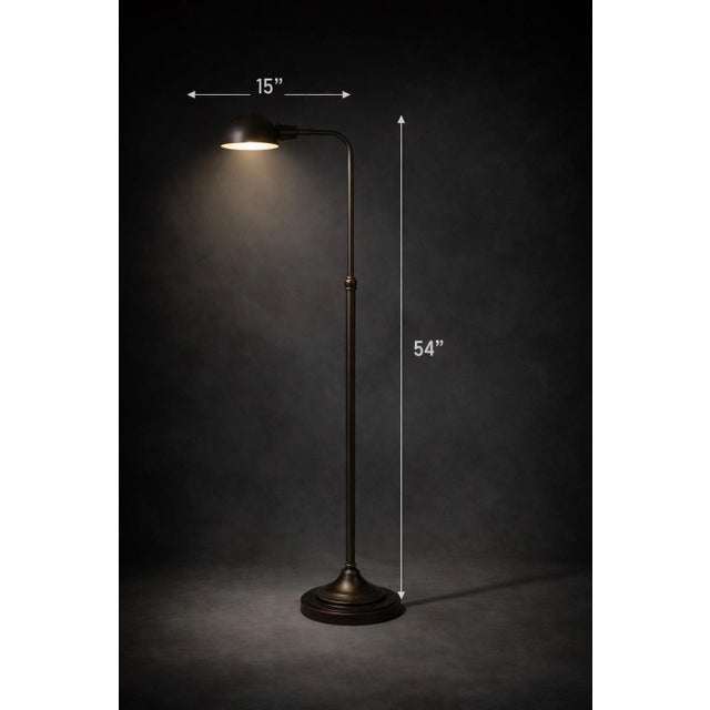 Metal Late 20th Century Adjustable Brass Crane Arm Floor Lamps — Directional Swivel Heads, Height-Adjustable Columns (54”) - a Pair For Sale - Image 7 of 9