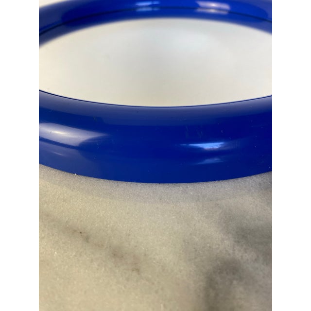 Postmodern Vintage Postmodern Primary Blue Round Wall Mirror — Memphis Style Plastic Mirror, 1980s For Sale - Image 3 of 7