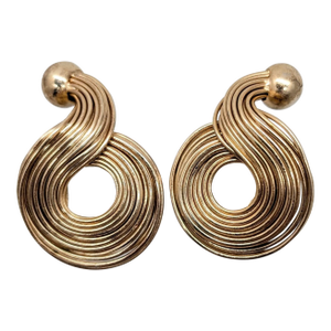 Vintage 1957 Signed Napier Goldtone Wire Loop Clip Earrings-2 Pieces