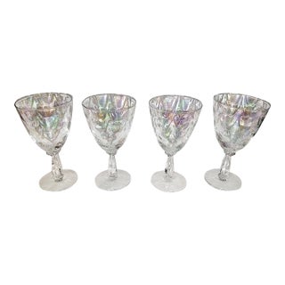 1960s Fostoria Firelight Iridescent Wine Glasses - Set of 4 For Sale