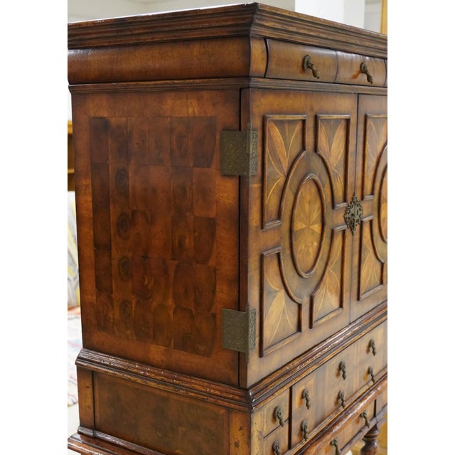 Jonathan Charles Jonathan Charles Contemporary William and Mary Walnut Secretaire Cabinet on Stand Oyster Veneers For Sale - Image 4 of 14