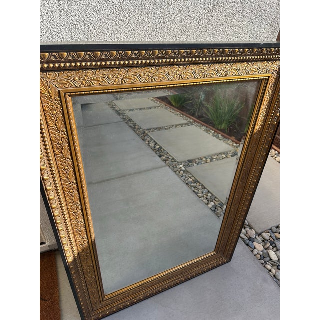 Mirror by Windsor Antique Gold Leaf Motif With Black Border For Sale In Monterey, CA - Image 6 of 10