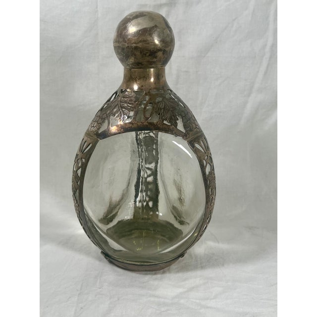 Mid 20th Century Mid 20th Century Haig Type Heavy Dimple Pinch Bottle With Sterling Overlay and Cap With Cork For Sale - Image 5 of 7