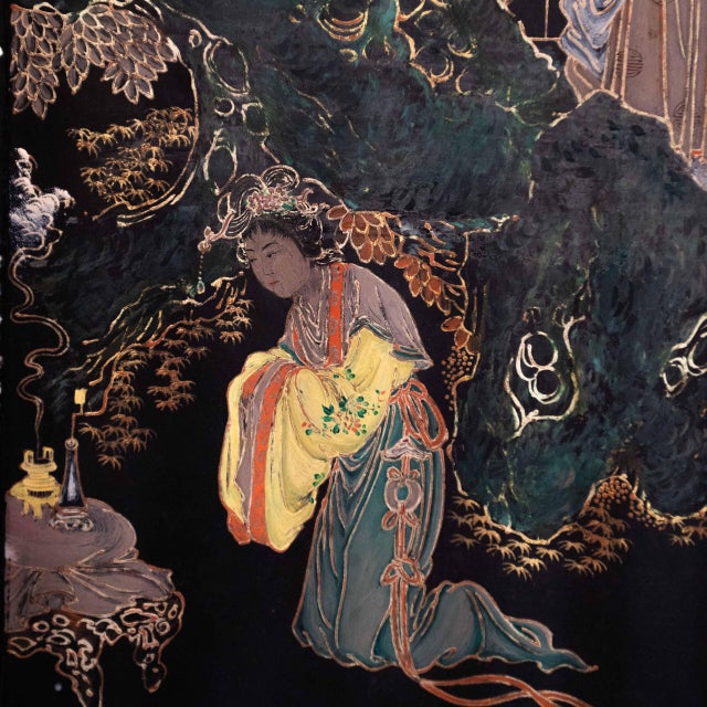1970s Vintage Lacquered Chinese Panel, 1970s For Sale - Image 5 of 6