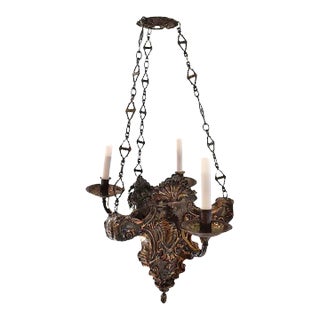 Silver & Brass 4 Light Chandelier, 18th Century For Sale