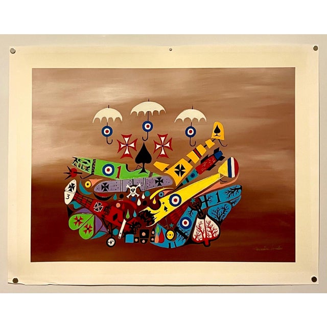 Brown Jonathan Winters, Jonathan Winters Screenprint Canvas Painting Airplane Hollywood Hang Ups Pop Art, 1988 For Sale - Image 8 of 8