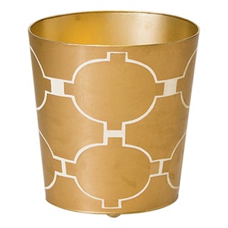 Matthew Izzo Home Gold Acadia Leaf Wastebasket For Sale