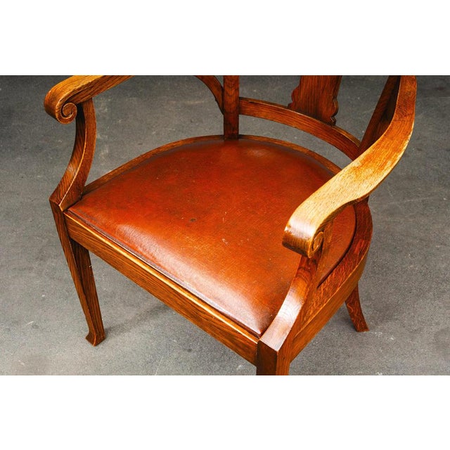 Art Nouveau Oak Armchair For Sale - Image 16 of 18