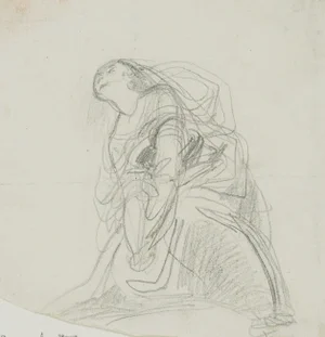F. Bouchot, Penitent Mary Magdalene, 19th-Century, Pencil