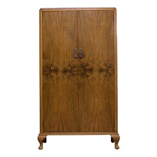 Art Deco Walnut Compact Wardrobe, 1930s For Sale