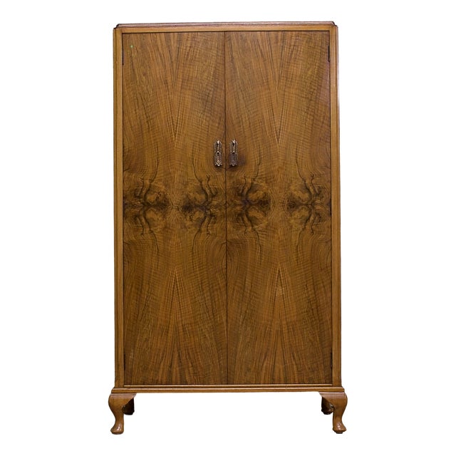 Art Deco Walnut Compact Wardrobe, 1930s For Sale