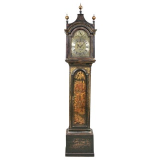 George III Green Japanned Tall Case Clock For Sale