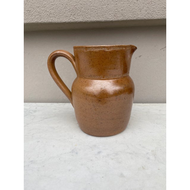 French brown pottery pitcher circa 1900.