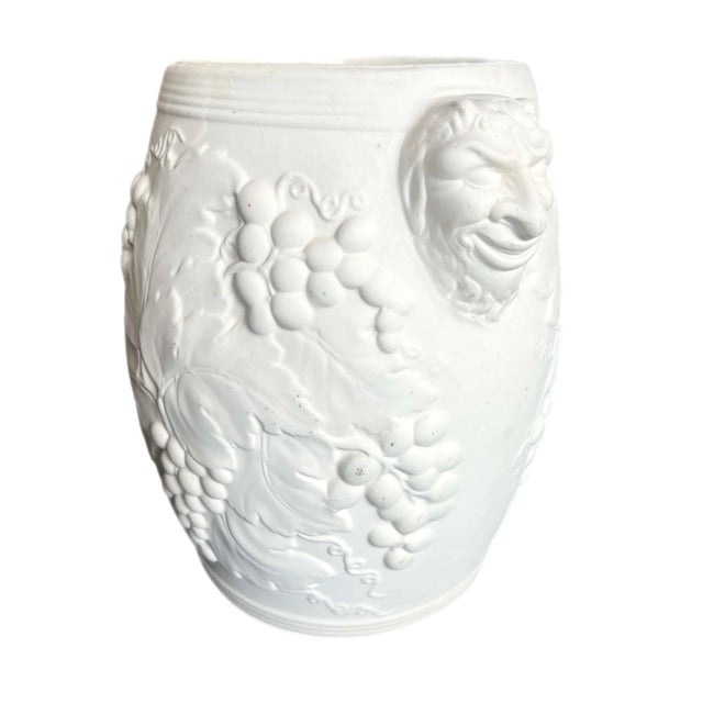 Mediterranean Vintage White Ceramic Bacchus Wine Cooler For Sale - Image 3 of 10