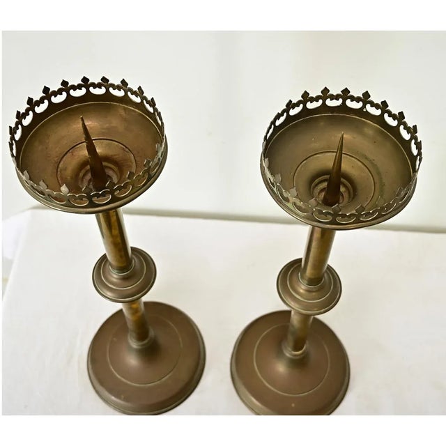 Early 19th Century French 19th Century Brass Altar Candlesticks - A Pair For Sale - Image 5 of 10