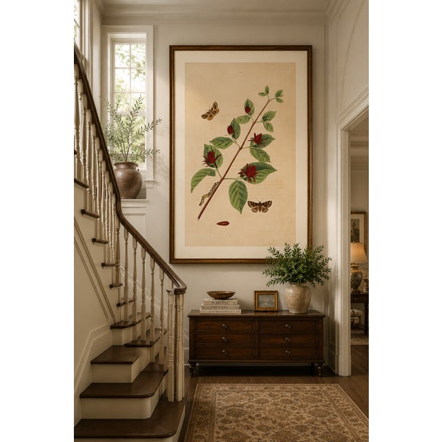 Antique Botanical Study With Moths, 1797 Vintage Art Print Reproduction, 40" X 60" For Sale - Image 9 of 14