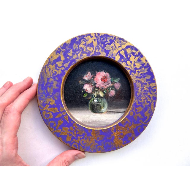 Contemporary Framed Original Floral Painting Golden Antique Style Wall Decor by Valeriya Serova For Sale - Image 3 of 8