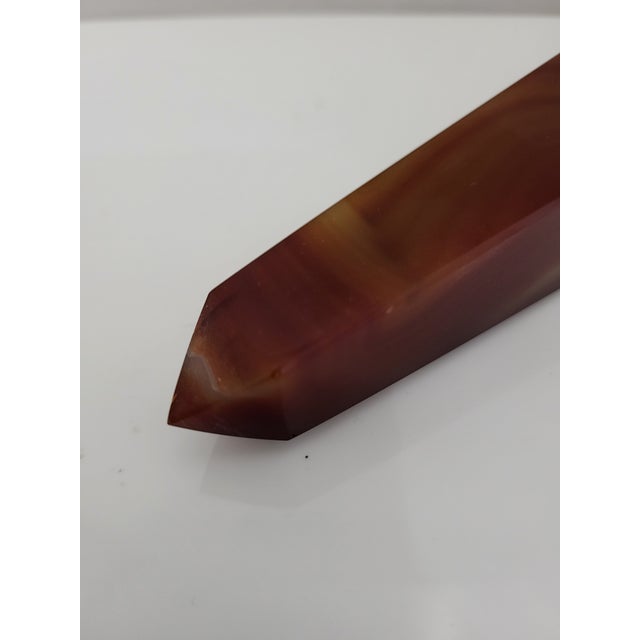 Polished Carnelian Druzy Agate Crystal Healing Obelisk Tower 8 3/4" For Sale In Portland, OR - Image 6 of 13