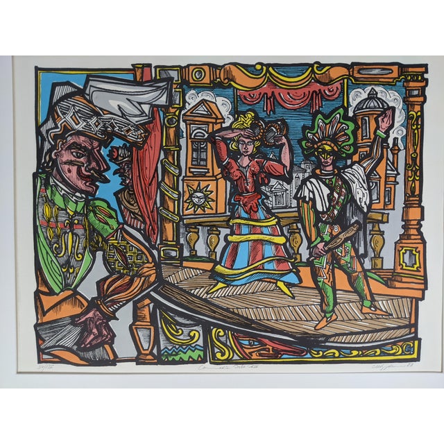 Commedia Dell'Arte Signed Limited Edition Serigraph by Marius Sznajderman, 1983 For Sale - Image 14 of 15