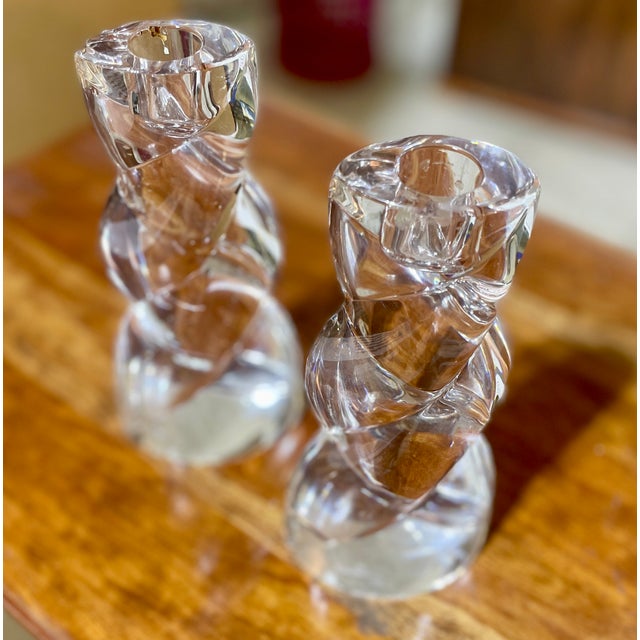 Stunning Pair of Vintage Mikasa "Twist" Clear Lead Crystal Candlestick Holders For Sale In Atlanta - Image 6 of 6