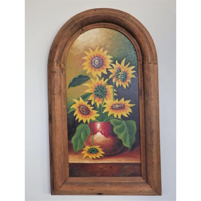 1930s Sunflowers Oil on Canvas Painting For Sale - Image 13 of 13