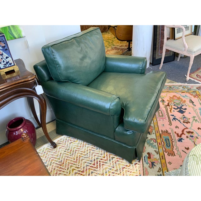 Traditional Late 20th Century Green Vinyl Club Chair For Sale - Image 3 of 8