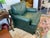 Traditional Late 20th Century Green Vinyl Club Chair For Sale - Image 3 of 8