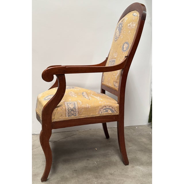 Pair of Antique Chairs in Toile Fabric For Sale - Image 4 of 12