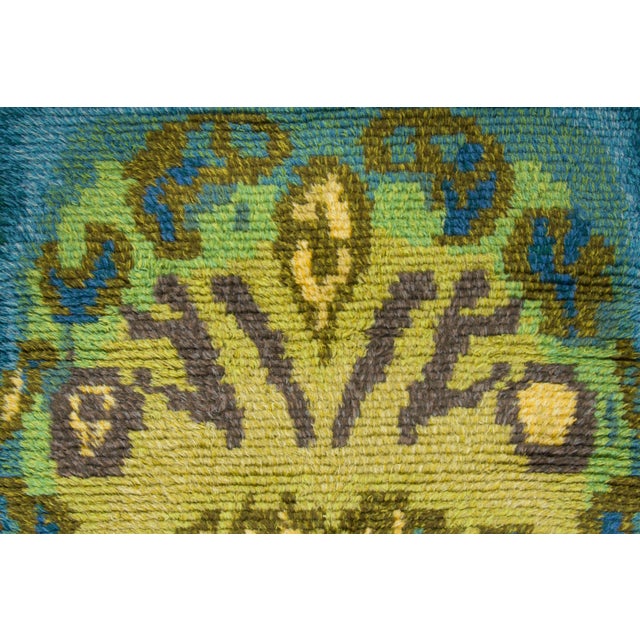 Rug & Kilim Vintage Swedish Rya Wool Rug in Gold & Blue by Rug & Kilim, 1970-1979 For Sale - Image 4 of 9