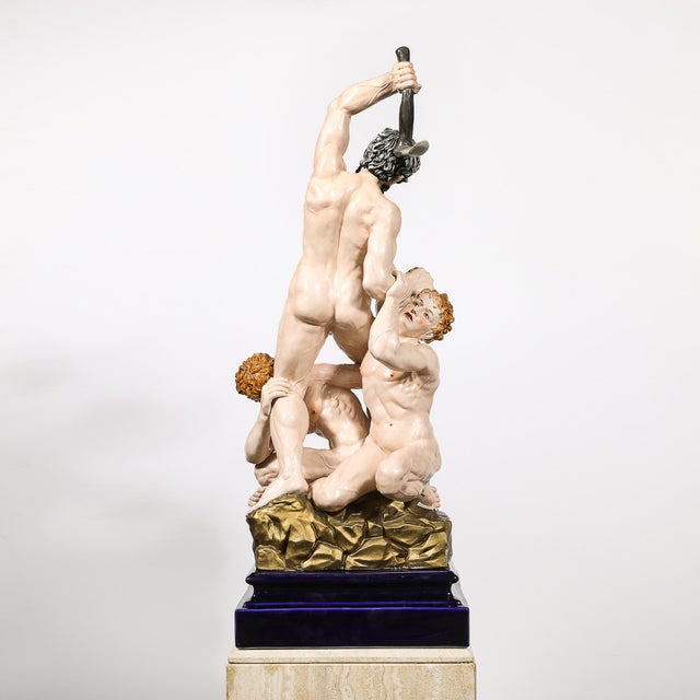An exquisite example of Neo-Classical artistry, this finely crafted Meissen porcelain sculptural grouping depicts the...