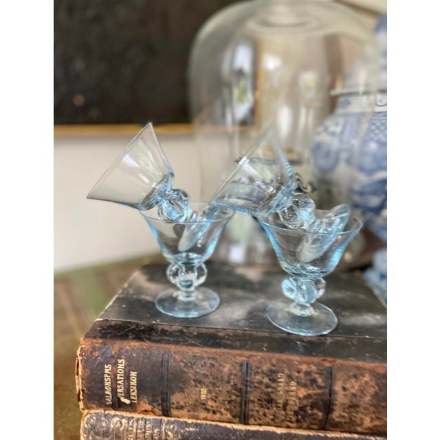 Blue Vintage Blue Gulli Ingrid Swedish Glass Stemware - Set of Four (4) For Sale - Image 8 of 9
