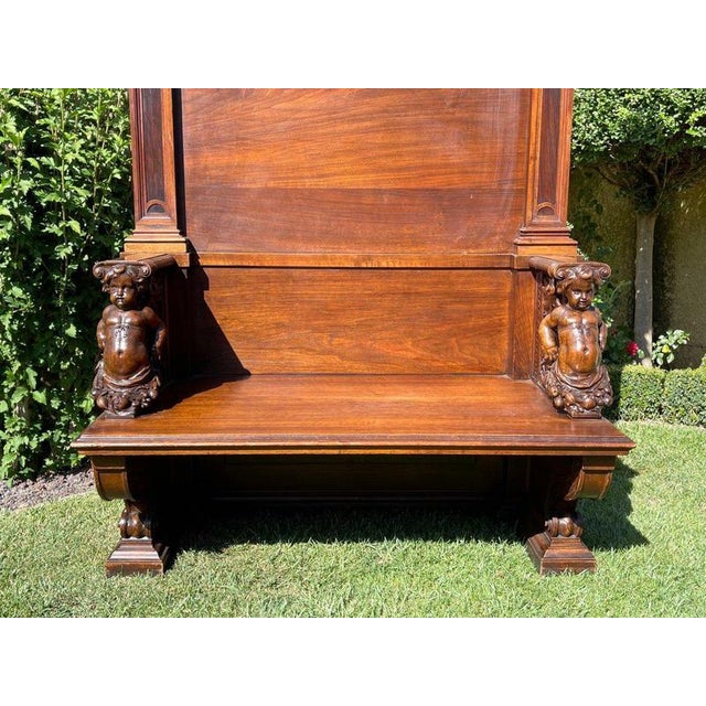 Carved Walnut Bench by Honoré Dufin For Sale - Image 3 of 13