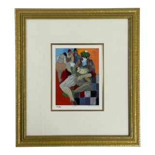 Itzchak Tarkay, Limited Edition Framed Clown Lithograph, Signed and Dated, 2000s For Sale