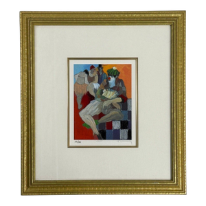 Itzchak Tarkay, Limited Edition Framed Clown Lithograph, Signed and Dated, 2000s
