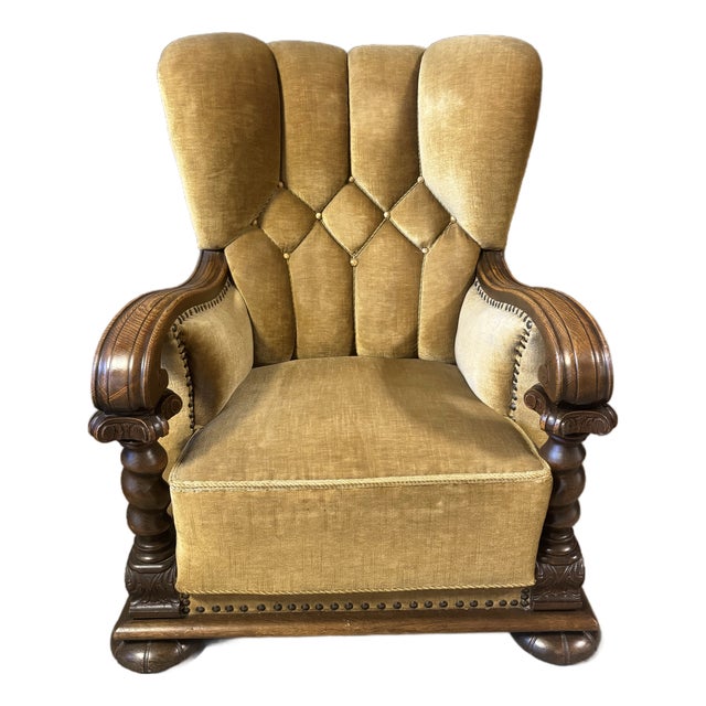 1940’s Danish Art Deco Mohair Lounge Chair. For Sale