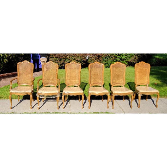 1960s Thomasville French Provincial Walnut Dining Table and 6 Chairs - Set of 7 For Sale - Image 13 of 15