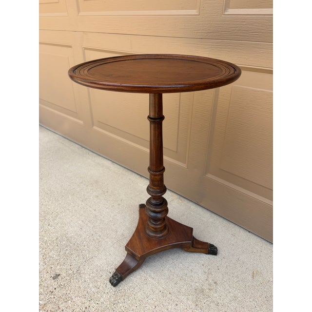 Baker Furniture Company Antique Regency Solid Walnut Round Side Table, Early 20th Century For Sale - Image 4 of 11