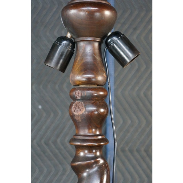 Antique English Oak Barley Twisted Library Floor Lamp Side End Table For Sale - Image 18 of 18