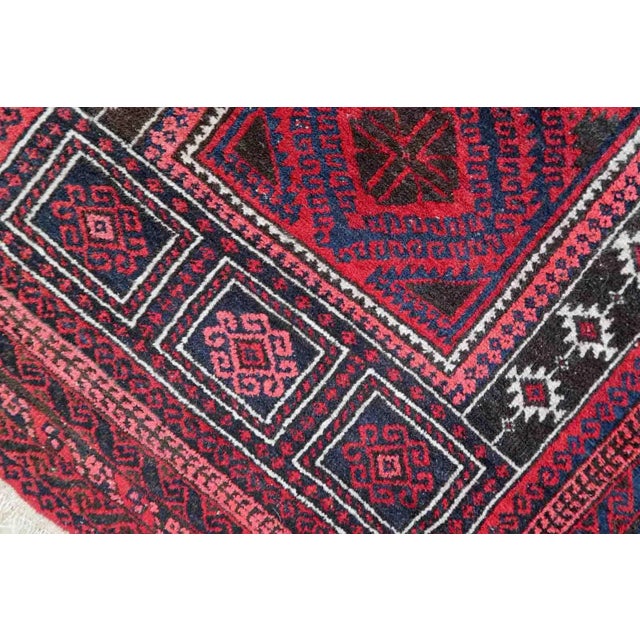 Textile 1940s Handmade Vintage Afghan Baluch Prayer Rug 3' X 4.9' For Sale - Image 7 of 11