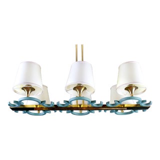 Lunel Brass Chandelier, Six Lights, Mid-Century Modern France For Sale