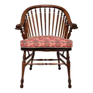 19th C. Windsor Style Accent Chair With Dolphin Head Arms