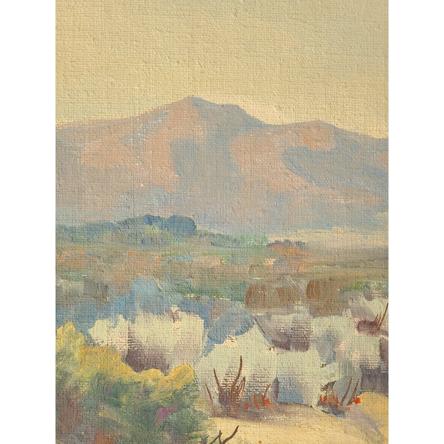 Paper Norman Hart 1940s Palm Springs California Desert Oil Painting For Sale - Image 7 of 16