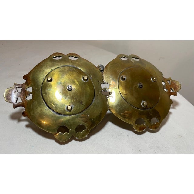 Metal Antique Ornate 1800's Victorian Cherub Gilt Bronze Brass Desk Inkwell Stand Tray For Sale - Image 7 of 10