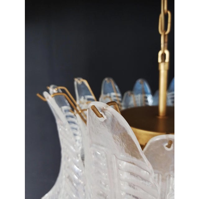 Glass Italian Six-Tier Murano Glass Chandelier with 36 Opaline Palmettes, 1970s For Sale - Image 7 of 18