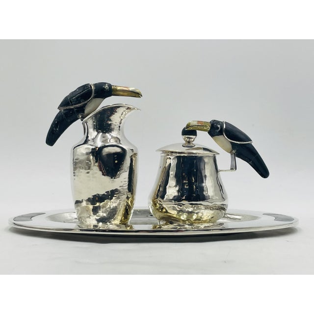 1980s Silver Plated Toucan Tea Service by Emilia Castillo for Los Castillo, Mexican Set of 3 For Sale In Los Angeles - Image 6 of 18