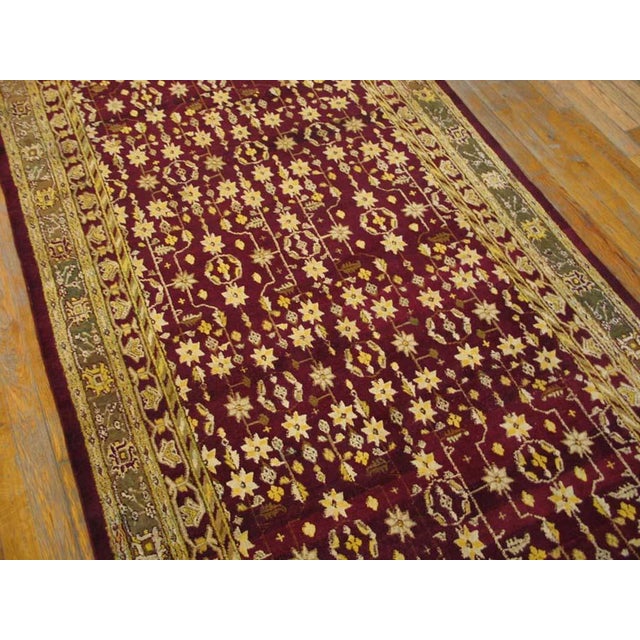 1890s Red Burgundy Floral Antique N. Indian Agra Rug 4' X 8'5" Handknotted Wool Carpet For Sale In New York - Image 6 of 6