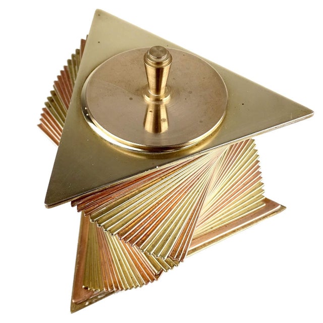 Art Deco Geometric Box in Copper and Brass, 1930s For Sale - Image 10 of 11