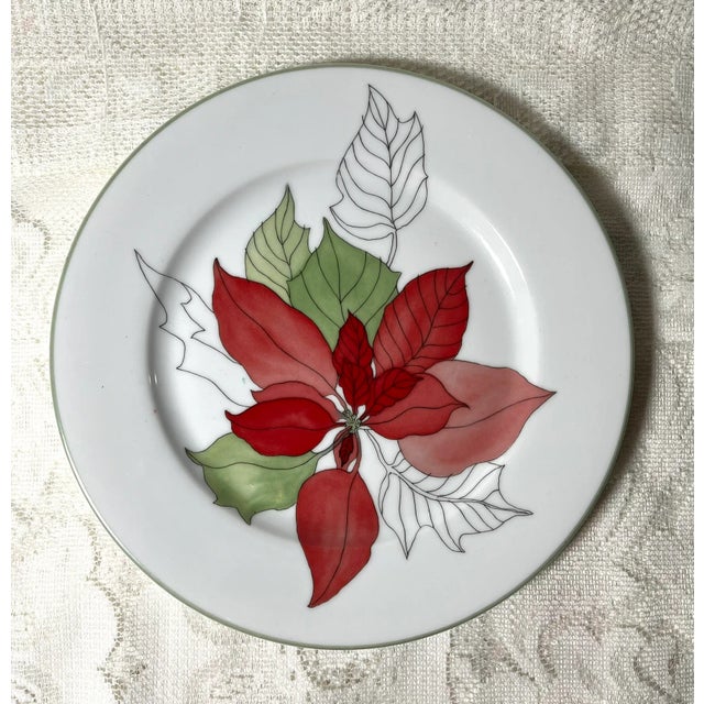 The BLOCK Poinsettia festive dinnerware, made in Portugal between 1984 and 1998 before being discontinued, features a...