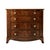 A figured mahogany chest of drawers, the bowfront satinwood crossbanded top with concave corners and uprights, above a...