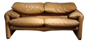 Maralunga Leather Sofa by Vico Magistretti for Cassina, 1970s
